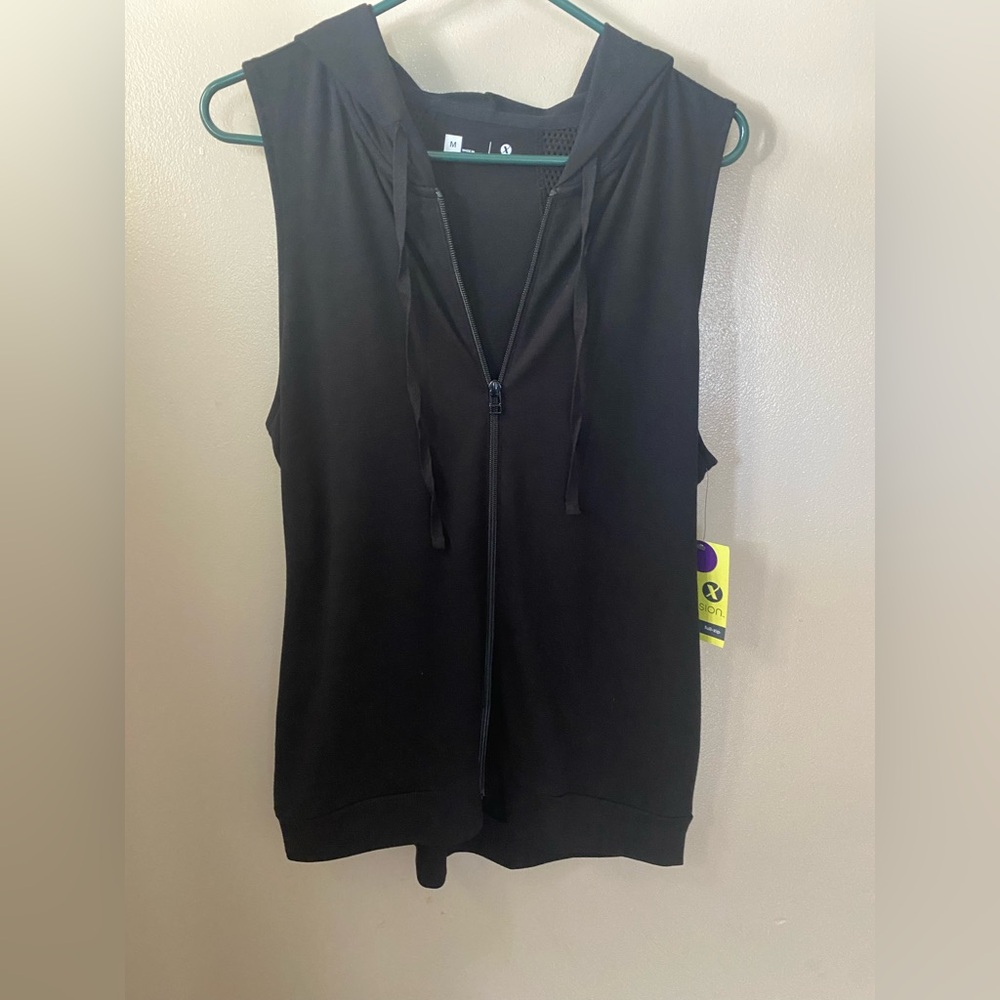 Xersion light weight Black Sleeveless Zip-Up Hoodie